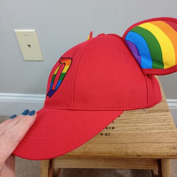 NWT Disneyland Red & Rainbow Mickey Mouse Ears Pride Hat Adult Size Adjustable - Picture 7 of 8